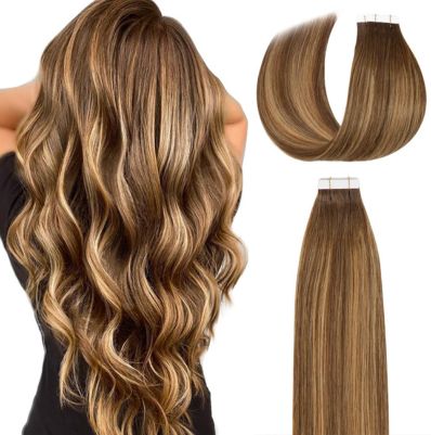 Lacer 16 Inch Balayage Chocolate Brown to Caramel Blonde Tape-In Extension