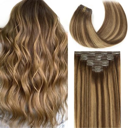 Seamless Invisible Tape-in Hair Extension in Chocolate Caramel