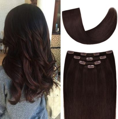Silky Straight Human Hair Clip-In Extensions (50 g, 4 pcs)