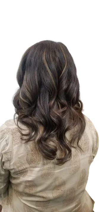 Mocha brown highlight on box dyed hair